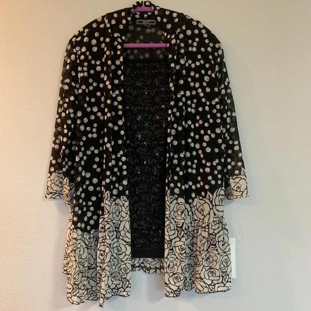 NWOT Zcahn black & cream illusion top XL